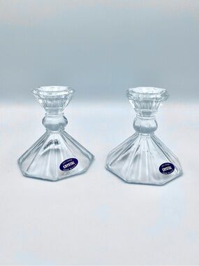 Vintage 24% Lead Crystal Taper Candlestick Holders - Pair (Made in USA)